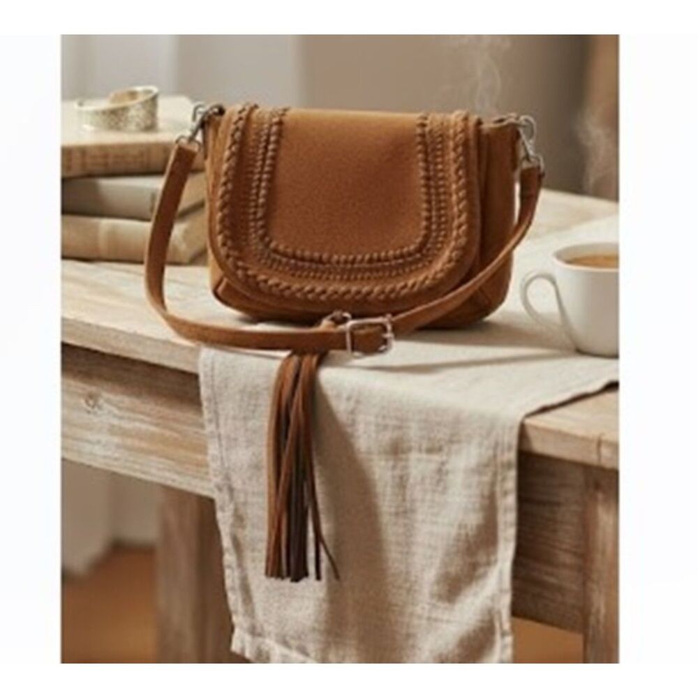 Bam Forever Crossbody Boho Soft Suede Western Purse Tassell Adjustable Strap
